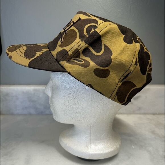 Vintage Bud King Of Beers Hat Cap Mens Snapback Brown Camouflage Made in USA 80s - Picture 5 of 12